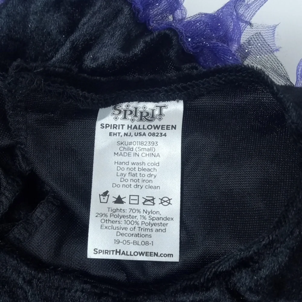 👻 Spirit Black and Purple Velvet Witch Kids Costume Dress - Picture 2 of 5